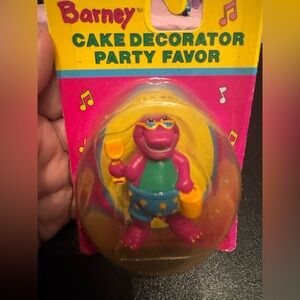 Vintage BARNEY Purple Dinosaur At The Beach Cake Decorator Party Favor Figure